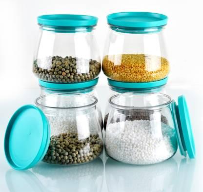 Containers-Plastic Handy & Mataka CONTAINER Storage Jar & Container 900ML Plastic Cereal Dispenser, Air Tight, Grocery Container, Fridge Container,Tea Coffee  (Blue , Pack of 6)